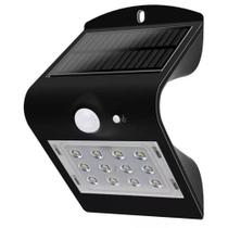 Arandela Solar v Led 1,5w 3000k Com Sensor Ip65 Preto Demi