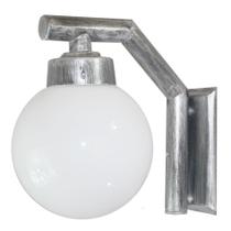 Arandela Solarium 215 Externa/Interna com Globo de Vidro Leitoso 15x30 Prata Velha Arandela Solarium 215 Externa/Interna com Globo de Vidro Leitoso 15x30 Prata Velha