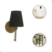 Arandela String Mini Tocheira Moderna Cupula Tecido Preto Arandela String Mini Tocheira Moderna Cupula Tecido Preto