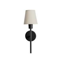 Arandela Tocheiro Mini Preto com Cúpula Tecido Cru 40cm 1E27