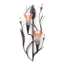 Arandelas de parede com velas SLC 3 Dawn Lilies com folhas de metal