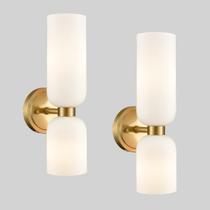 Arandelas de parede DEYNITE 10x36cm em vidro leitoso dourado de 2 luzes