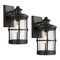 Arandelas de parede externas Rosient Black Seeded Glass, pacote com 2