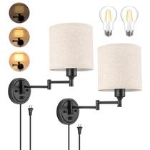 Arandelas de parede GOODATE ENCOMLI Linen Shade, 2 peças incluídas Arandelas de parede GOODATE ENCOMLI Linen Shade, 2 peças incluídas