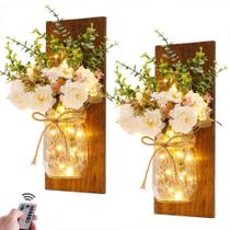 Arandelas de parede Homecor Rustic Mason Jar com luzes LED de fada Arandelas de parede Homecor Rustic Mason Jar com luzes LED de fada