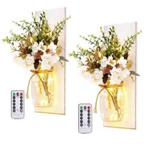 Arandelas de parede Homecor Rustic Mason Jar com luzes LED de fada