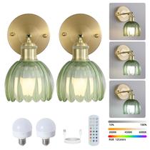 Arandelas de Parede LAPMUNG Vintage Recarregáveis com Vidro Verde Dourado Arandelas de Parede LAPMUNG Vintage Recarregáveis com Vidro Verde Dourado