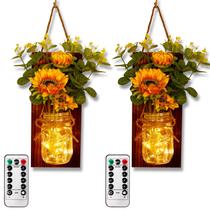 Arandelas de parede OurWarm Mason Jar Sunflower LED Set