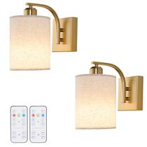 Arandelas de parede Powfloven Gold, conjunto de LED sem fio recarregáveis (2)
