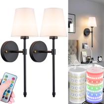 Arandelas de parede sem fio Nekhung, conjunto de 2 baterias RGB