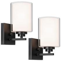 Arandelas de parede VerRon Matte Black, pacote com 2 luzes de vidro transparente
