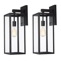 Arandelas externas Faymart 46 cm preto metal e vidro, kit com 2 Arandelas externas Faymart 46 cm preto metal e vidro, kit com 2