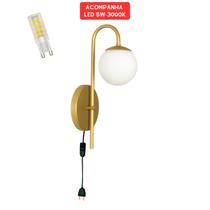 Arandelas Globo 12 Jabuticaba Dourado Fosco C/led C/rabicho