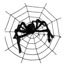 Aranha De Pelúcia Peluda Gigante 75cm Decoração Halloween Decorativa Parede Teto Teia Decoração Enfeite