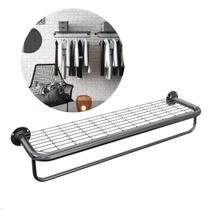 Arara 90cm Preta C/ Tela Organizador P/ Loja Ou Casa