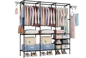 Arara Armário Guarda-Roupa Closet Sapateira Cabideiro Triplo Organizadora com 8 Prateleiras de Chão