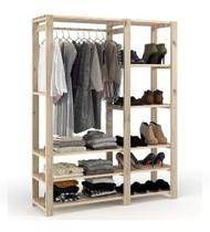 Arara c/ 7 nichos de madeira para roupa Arara c/ 7 nichos de madeira para roupa