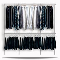 Arara cabideiro aramado trilho parede closet loja suspenso Br 2,20 m