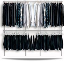 Arara cabideiro aramado trilho parede closet loja suspenso Br 2,50 m