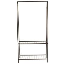 Arara Cabideiro Chão com 2 Prateleiras Preta 85cm