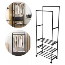 Arara Cabideiro Duplo Sapateira Roupas Aço Closet