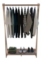 Arara Cabideiro Expositor Para Quarto E Closet Em Madeira Pinus