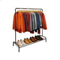 Arara Cabideiro Grande Aço Com Sapateira Closet Loja Quarto