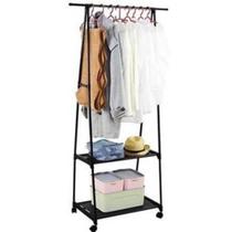 Arara Cabideiro Organizador com Sapateira Preta Rodinhas