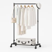 Arara Cabideiro Organizador Portátil com Prateleira e Rodinhas para Roupas e Acessórios Multiuso