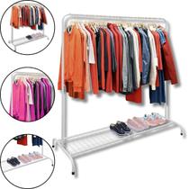 Arara Cabideiro Roupas c Sapateira Grande Closet Loja Quarto Branca