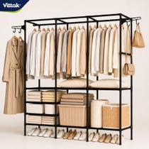Arara Cabideiro Sapateira 3 Colunas Armário Organizador 8 Prateleiras Multiuso Vittak Arara Cabideiro Sapateira 3 Colunas Armário Organizador 8 Prateleiras Multiuso Vittak