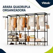 Arara Cabideiro Sapateira 4 Colunas Armário Organizador 10 Prateleiras Multiuso Vittak Arara Cabideiro Sapateira 4 Colunas Armário Organizador 10 Prateleiras Multiuso Vittak