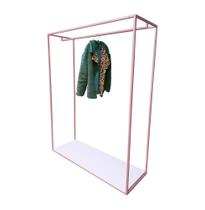 Arara Cabideiro U - Rose Gold + MDF Branco - 1 trava - 150x50x190h cm - CAB19015050RGOLDBCO1T