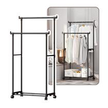 Arara Cabideiro Vertical com Rodinhas Ganchos Organizador Roupas Aberto Desmontável Closet Sapateira