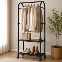 Arara Closet Desmontavel Multiuso 2 Prateleiras Resistente - Preta Arara Closet Desmontavel Multiuso 2 Prateleiras Resistente - Preta
