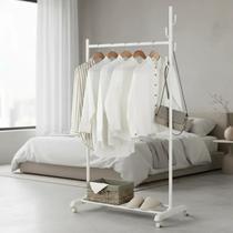 Arara Com Sapateira 4 Rodinhas Cabideiro Metal Branco 30kg