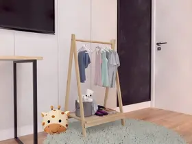 Arara de madeira para quarto infantil multiuso exclusiva