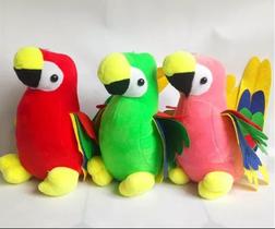 Arara de Pelúcia com Ventosa Brinquedo Colorido e Divertido para os Pequenos