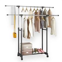 Arara De Roupas Cabideiro Aço Inox Para Quarto com Ajustes de Altura Casa Closet Loja Com Rodinhas Arara De Roupas Cabideiro Aço Inox Para Quarto com Ajustes de Altura Casa Closet Loja Com Rodinhas