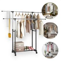 Arara De Roupas Cabideiro Aço Inox Para Quarto com Ajustes de Altura Casa Closet Loja Com Rodinhas Arara De Roupas Cabideiro Aço Inox Para Quarto com Ajustes de Altura Casa Closet Loja Com Rodinhas