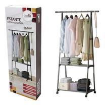 Arara de Roupas Cabideiro com Estante Organizadora Guarda Roupa Portátil Multiuso Resistente para Quarto Lavanderia