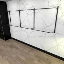 Arara de roupas closet quarto com 10 peças regulável 300x100 cm cor preto modelo clst1b362 Arara de roupas closet quarto com 10 peças regulável 300x100 cm cor preto modelo clst1b362