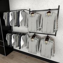 Arara de roupas closet quarto com 11 peças cremalheira 200x100 cm cor preto modelo clst1p123 Arara de roupas closet quarto com 11 peças cremalheira 200x100 cm cor preto modelo clst1p123