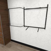 Arara de roupas closet quarto com 11 peças regulável 200x100 cm cor preto modelo clst1p123