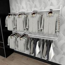 Arara de roupas closet quarto com 13 peças cremalheira 200x100 cm cor branco modelo clst1b158