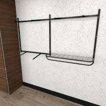 Arara de roupas closet quarto com 13 peças regulável 200x100 cm cor preto modelo clst1b158