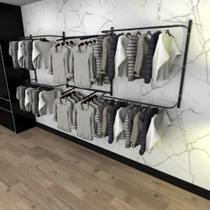 Arara de roupas closet quarto com 14 peças cremalheira 300x100 cm cor preto modelo clst1b366