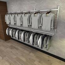 Arara de roupas closet quarto com 16 peças cremalheira 300x100 cm cor branco modelo clst1b437