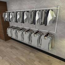 Arara de roupas closet quarto com 16 peças cremalheira 300x100 cm cor branco modelo clst1b475