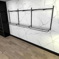 Arara de roupas closet quarto com 16 peças regulável 300x100 cm cor preto modelo clst1b437